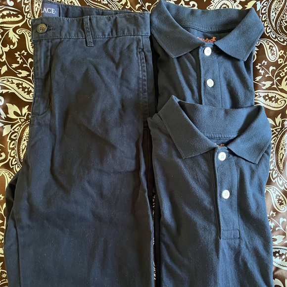 School Uniform Bundle Boys Cat/Jack Shirts 12/14, Children’s Place Pants Navy 14 - Picture 1 of 15
